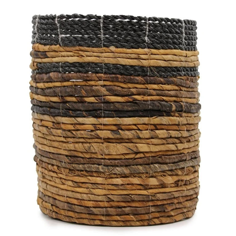 2 banana leaf vases and 2 bins, banana leaf home decor