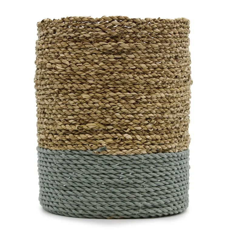 Decorative vase set featuring two seagrass vases and two Abu‑Abu raffia bins.