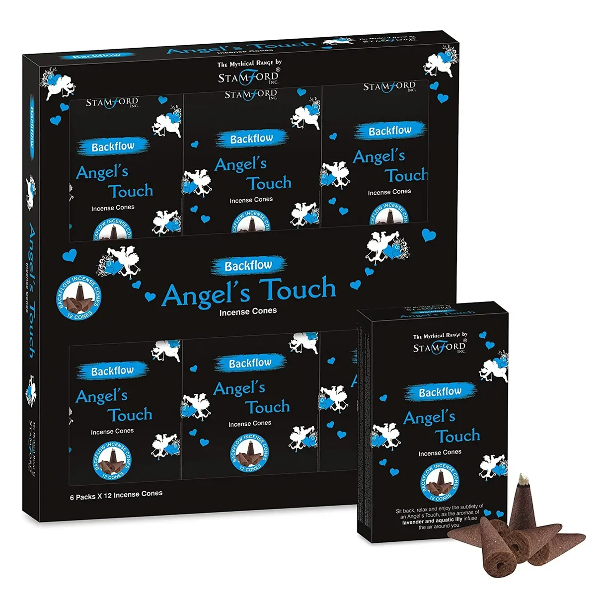 Angel touch incense cones displayed in a simple arrangement