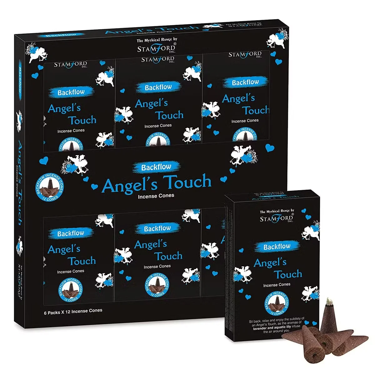 Decorative incense cones featured in angelic design, part of Mythical Backflow Cones – Angel Touch