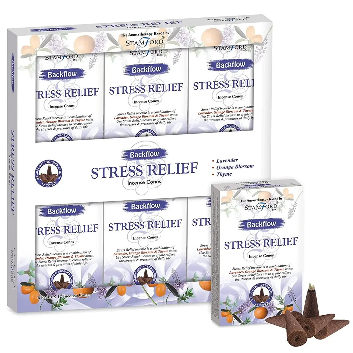 Aromatherapy backflow cones for stress relief incense cones shown in a neat stack, ready to use.