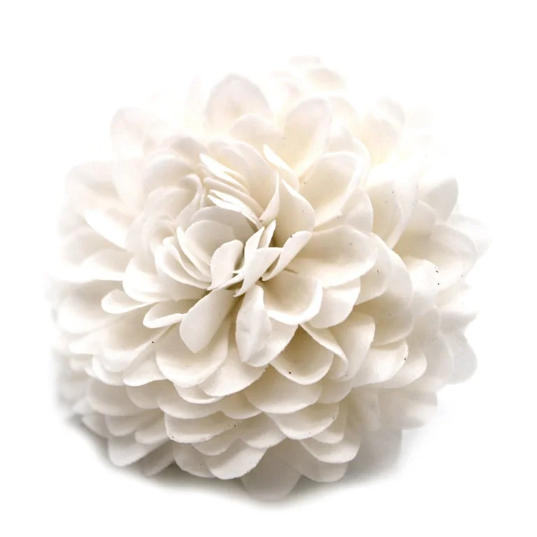 White small chrysanthemum craft soap flower, delicate petals and soft white base.