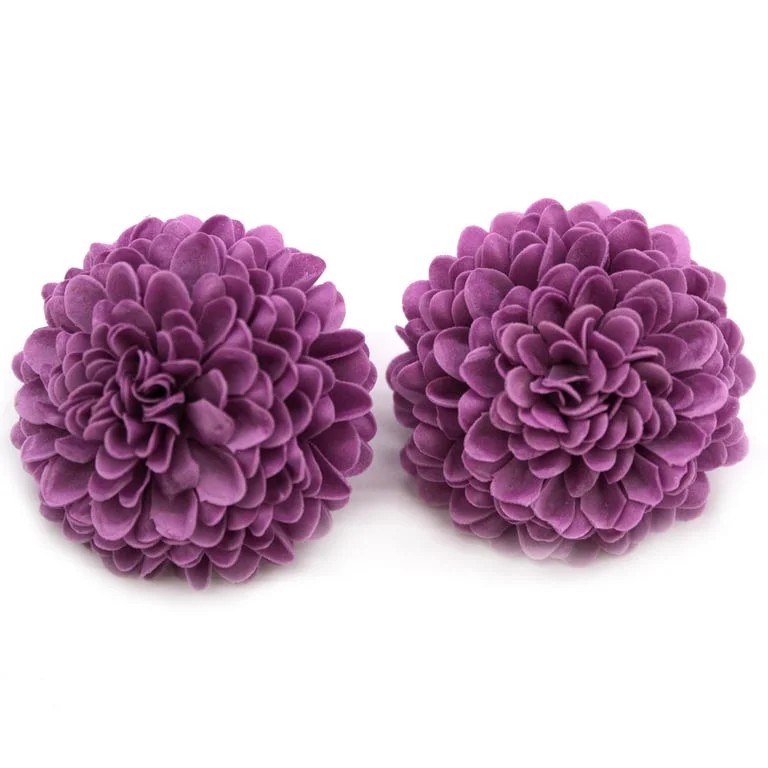 Purple soap flower shaped like a small chrysanthemum, elegant handmade craft.
