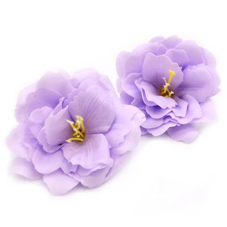 Purple handcrafted small peony soap flower.