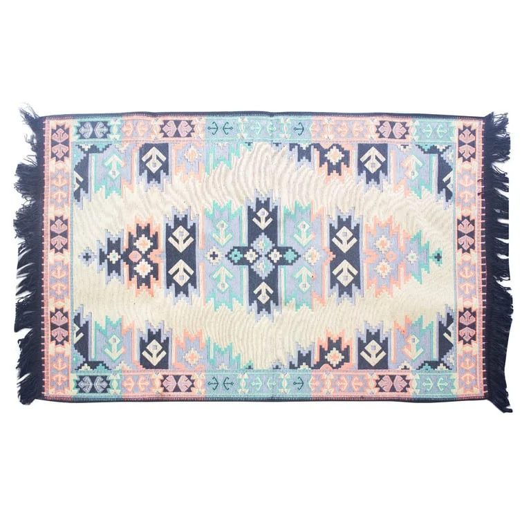 Charcoal kilim rug 125x80 cm shown on floor.