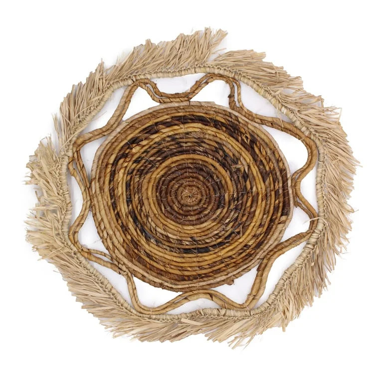 Kribo collection wall art featuring a set of six natural designs arranged on a wall.