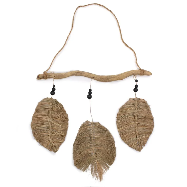 Three-piece Raffa leaves wall art measuring 46 × 53 cm.