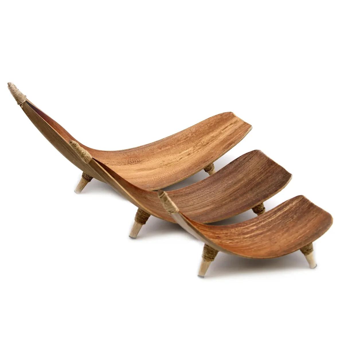 Natural fruit bowl set made from coconut leaf, showing a smooth, light brown finish and eco-friendly design