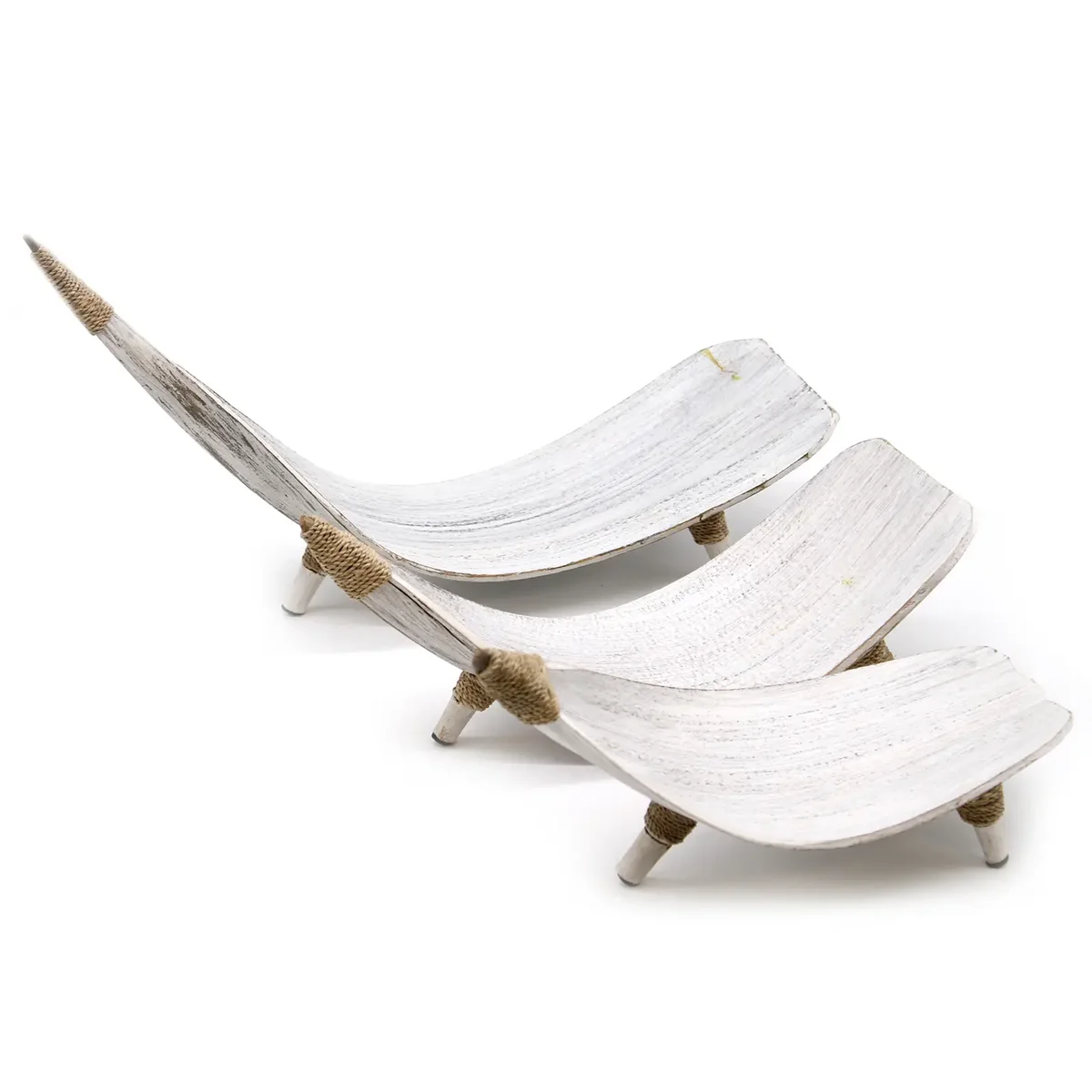 Whitewash fruit bowl set made from coconut leaf featuring natural textured finish and varying bowl sizes