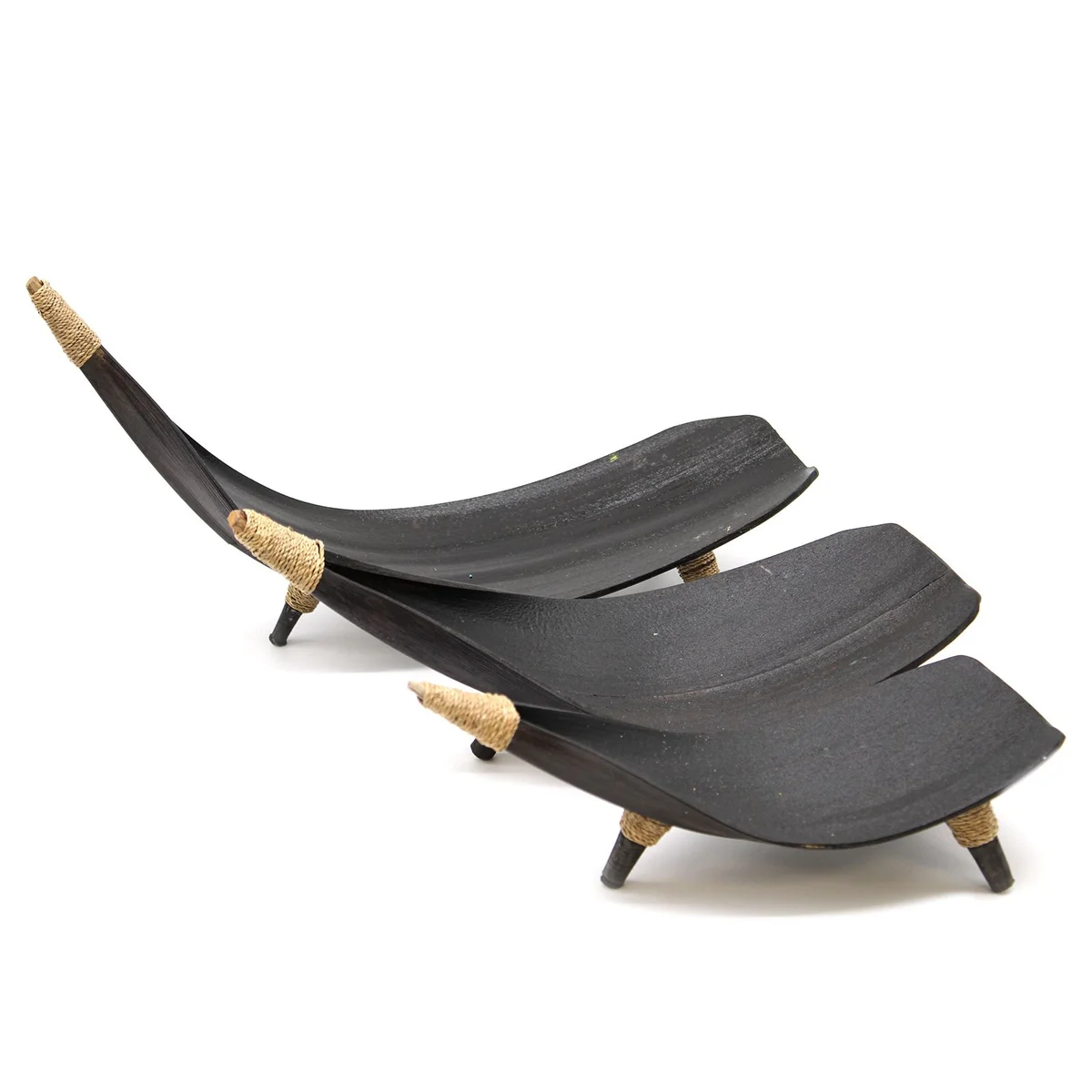Chocolate brown coconut leaf fruit bowl set with natural texture, ideal for serving fruit or decor on tables