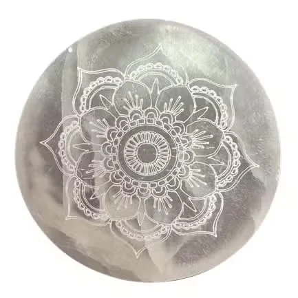 Small 8cm decorative charging plate with intricate mandala design in neutral tones on white background