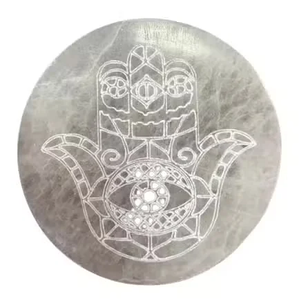 Medium 10cm decorative charging plate featuring a Hamsa design, shown on a plain background