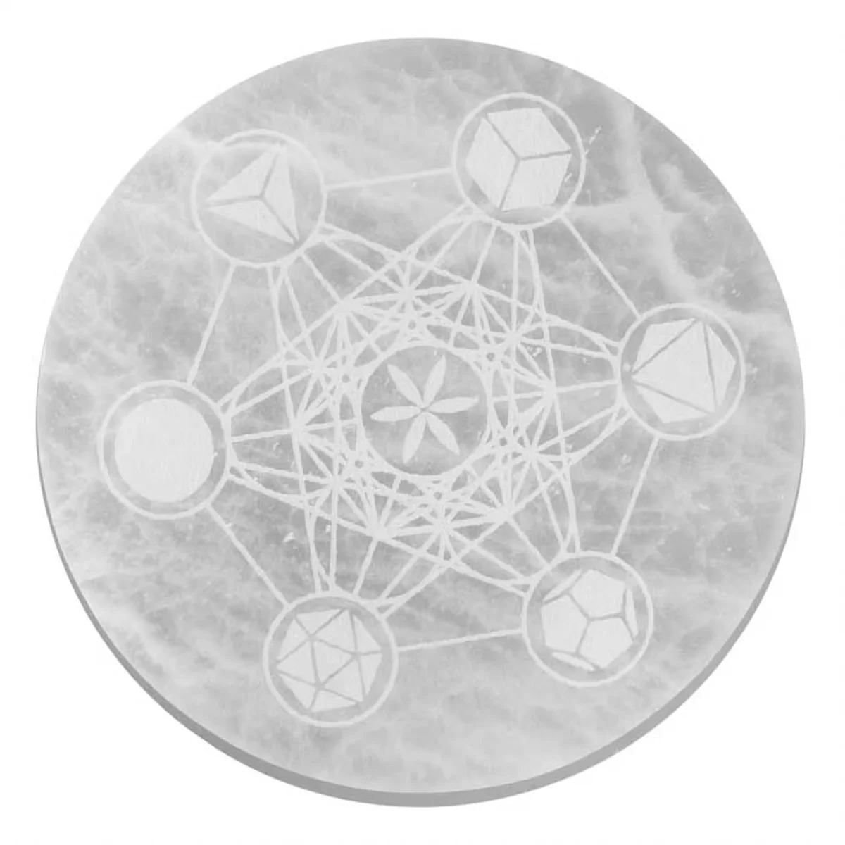 Large 18cm decorative charging plate featuring intricate sacred geometry design on a smooth surface