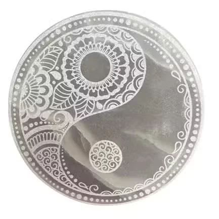 Large 18cm decorative charging plate with Feng Shui design on a plain white background