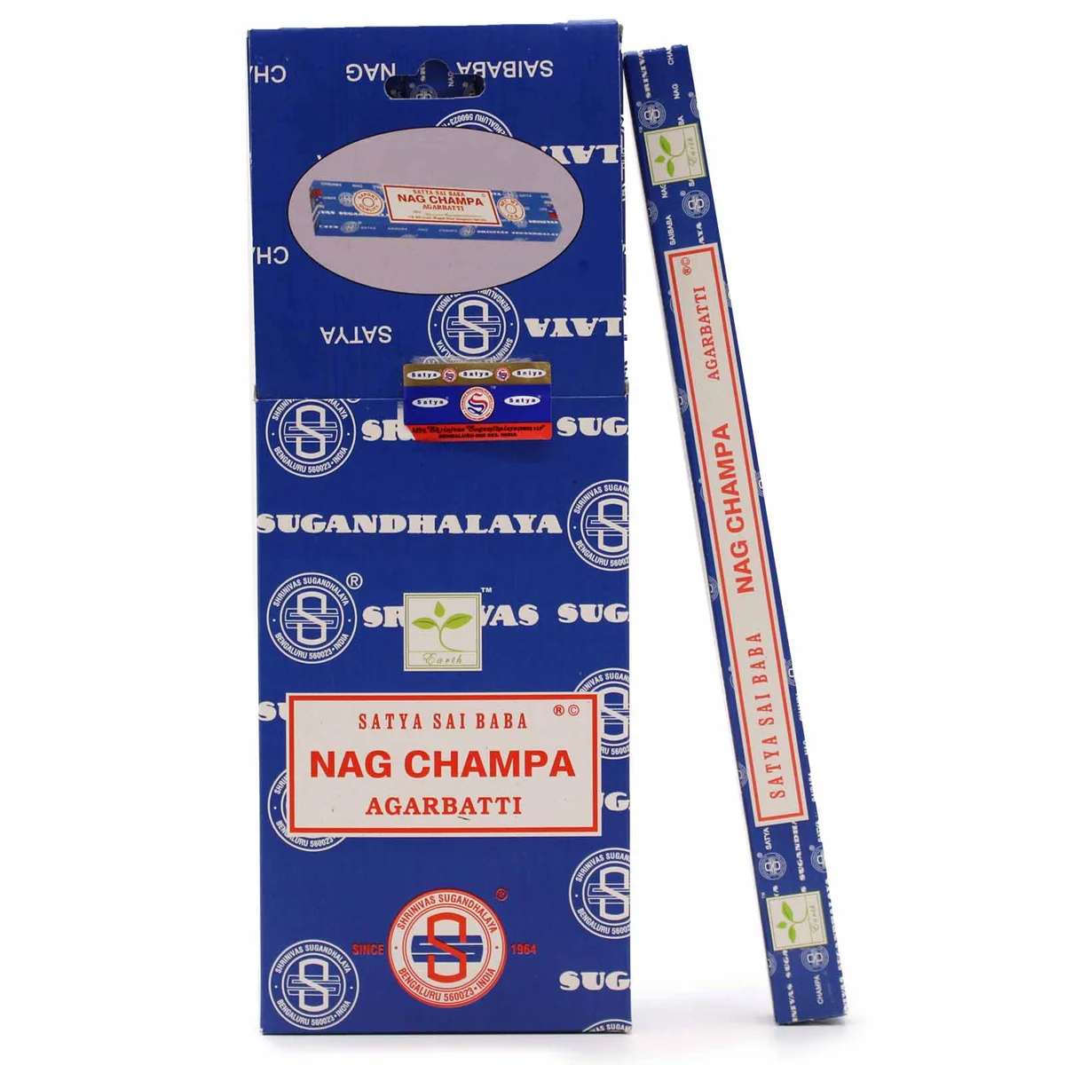 Satya Nagchampa 10 gram incense pack showing packaging with traditional design and brand name visible