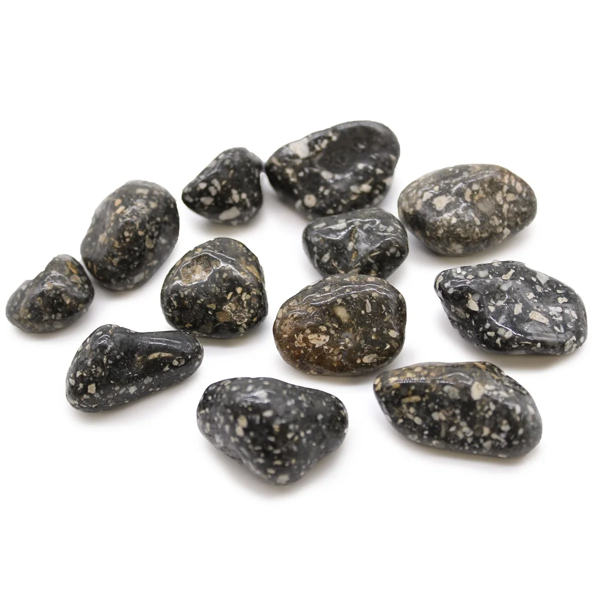 Medium African tumble stones with Guinea Fowl pattern, smooth polished stones for decorative use or therapy
