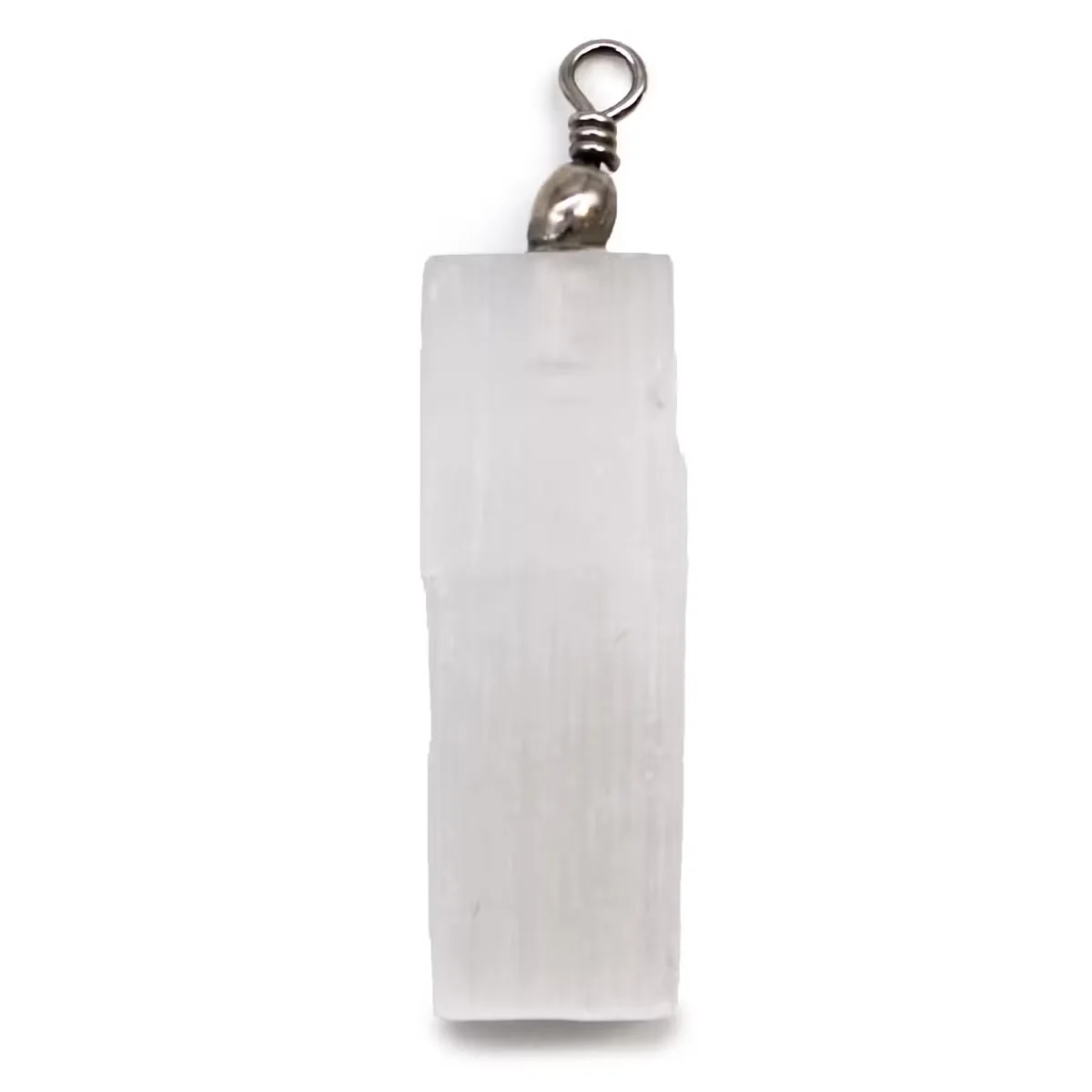 Selenite natural pendant on a cord, ideal pendant necklace gift with smooth translucent white crystal design