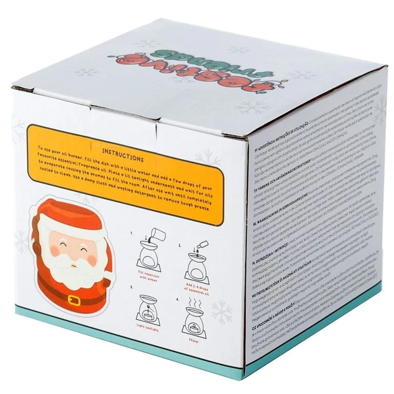 Ceramic Santa-shaped festive oil burner with oil reservoir and pouring spout