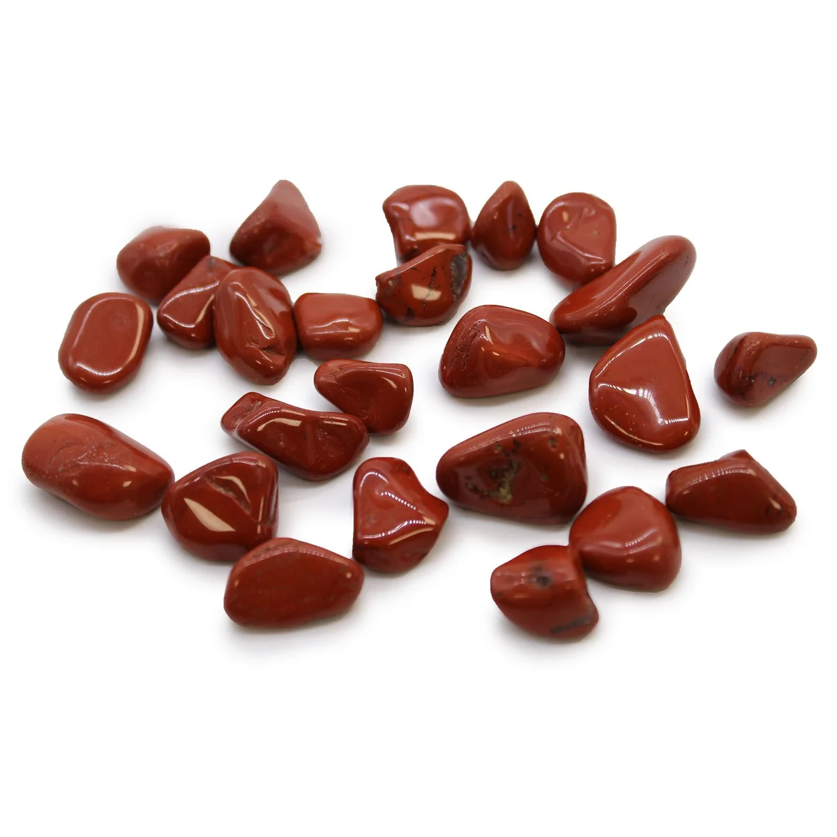 Small polished red jasper tumble stones from Africa, smooth and rounded, ideal for collecting or decorating