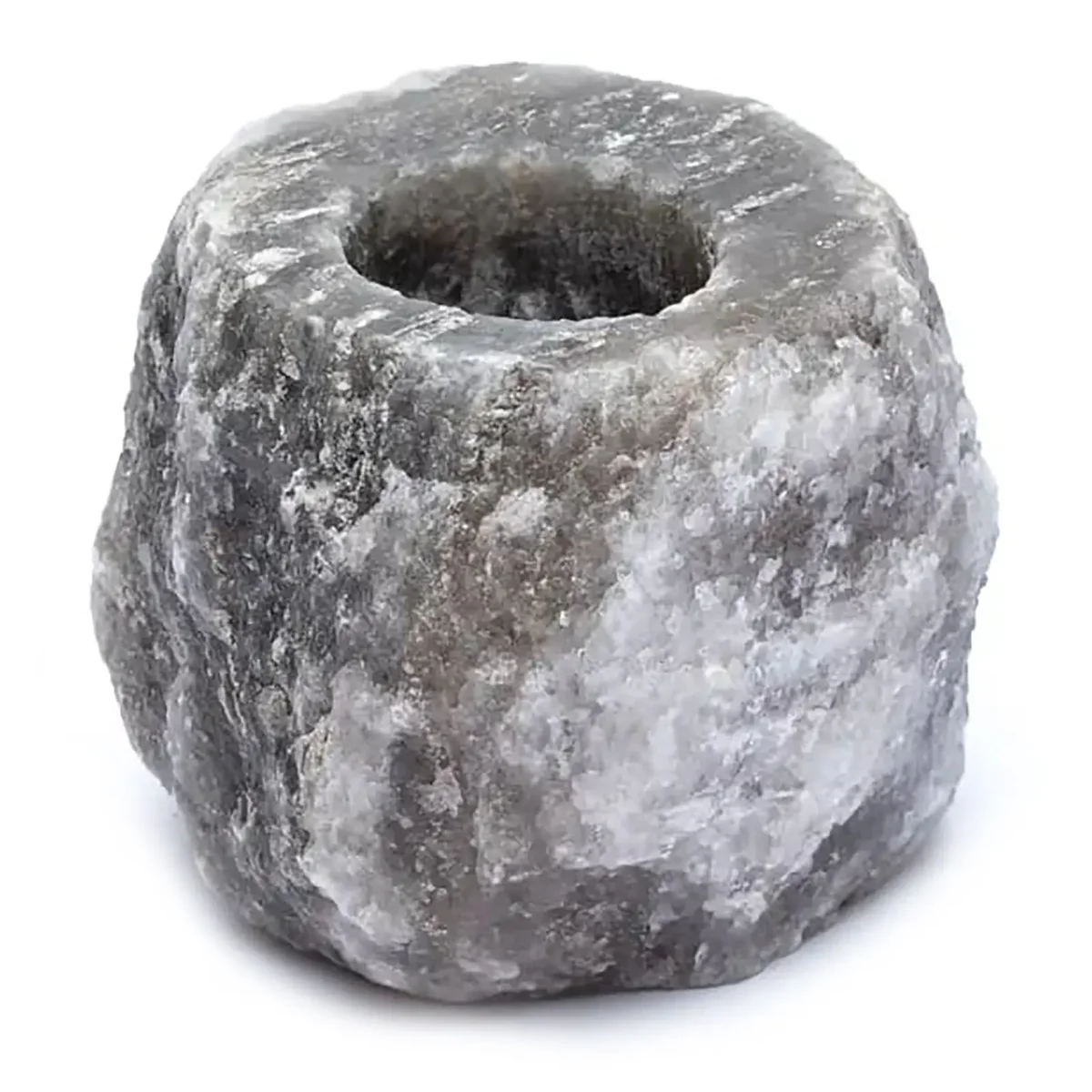 Natural salt candle holder made of grey salt, weight 600‑800g.