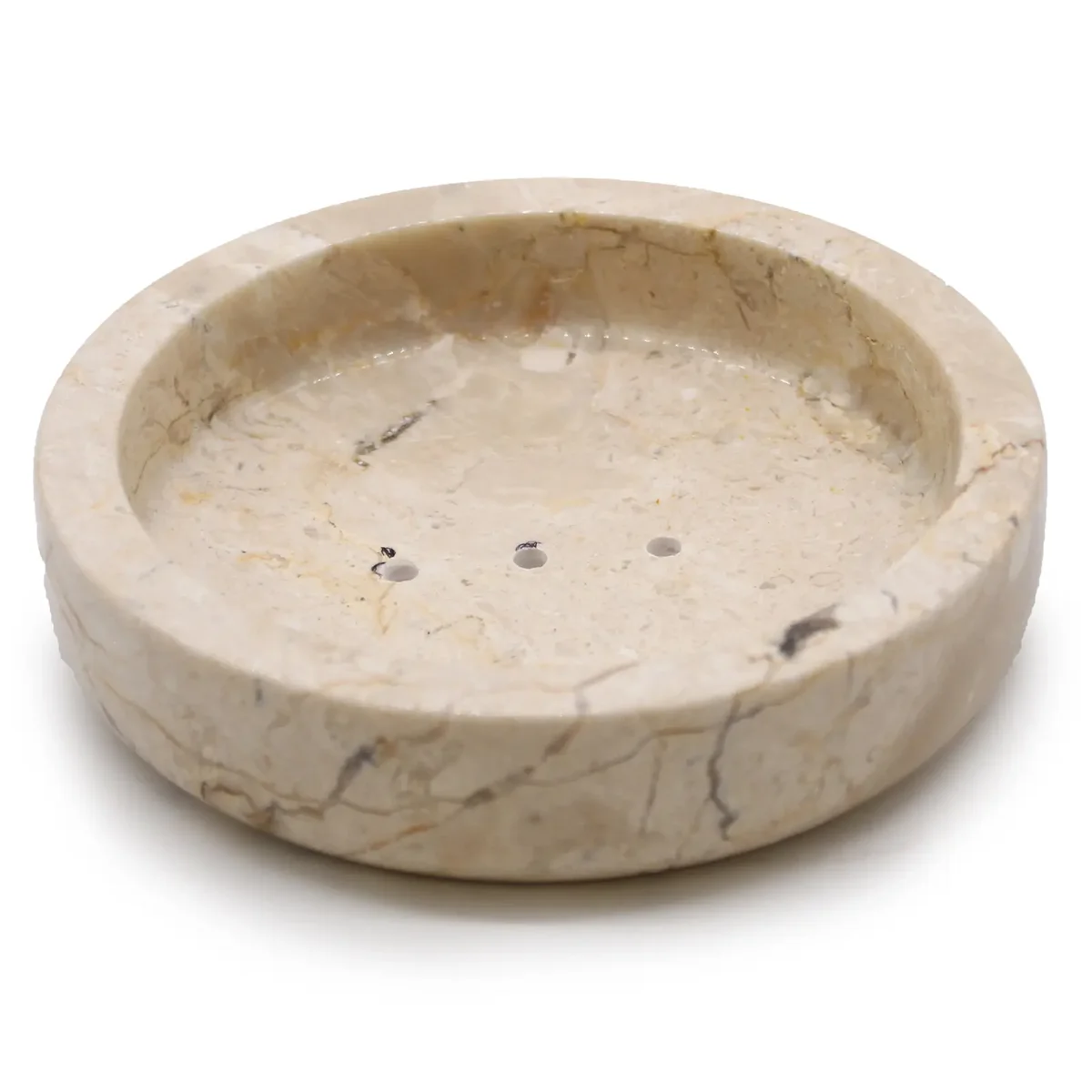 Round soap dish with honey marble design, flat surface