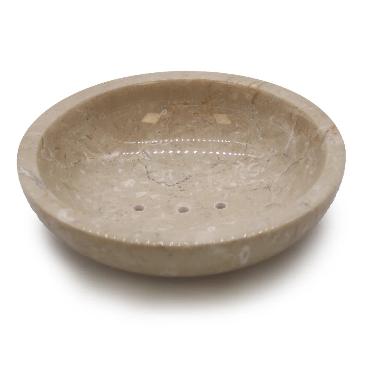 Rounded soap dish made of honey marble, round shape for soap cleaning