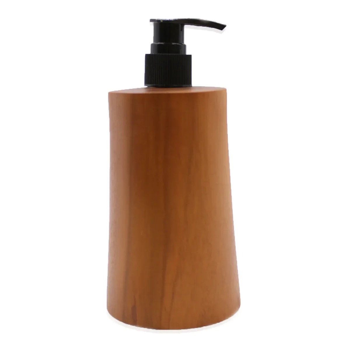 Natural teakwood tapered soap dispenser, natural wood soap dispenser, simple handle