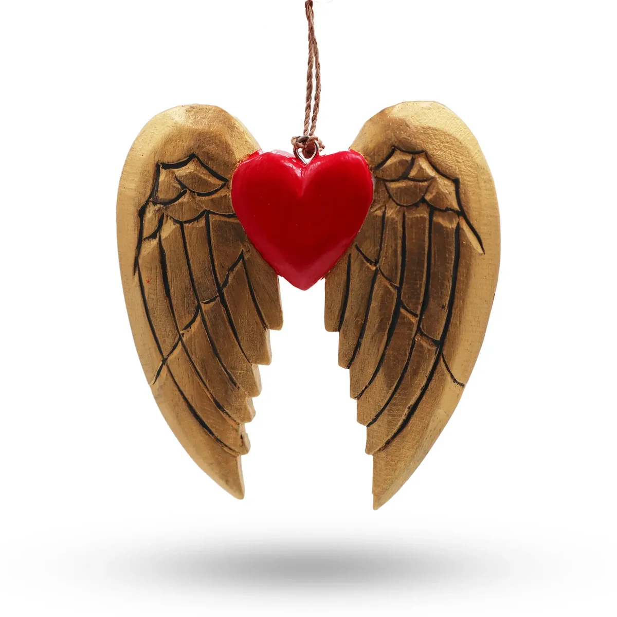 Gold Xmas angel wing heart with black detailing