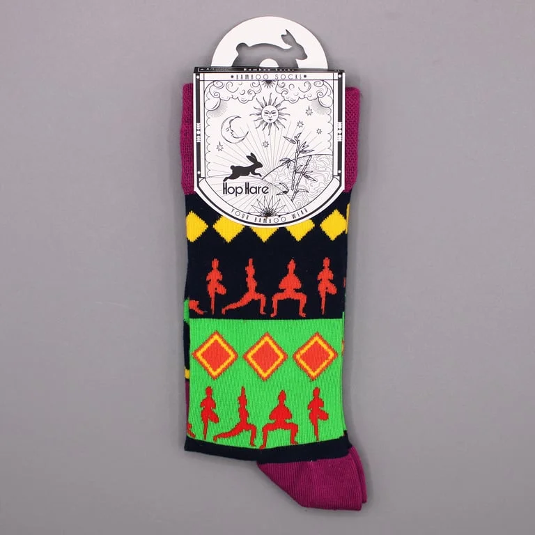 Bamboo yoga pose socks in stylish design for practice
