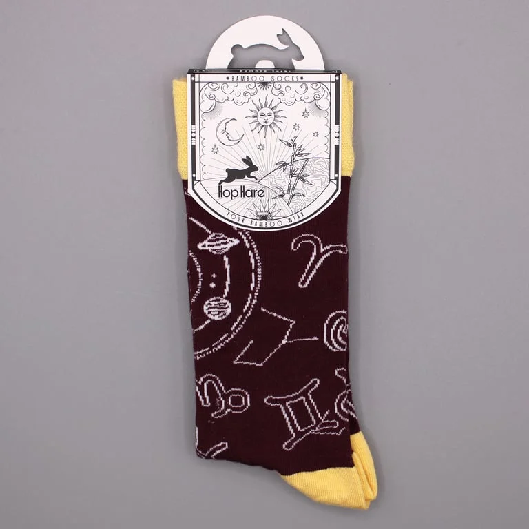 Medium/large zodiac bamboo socks displayed from the front.