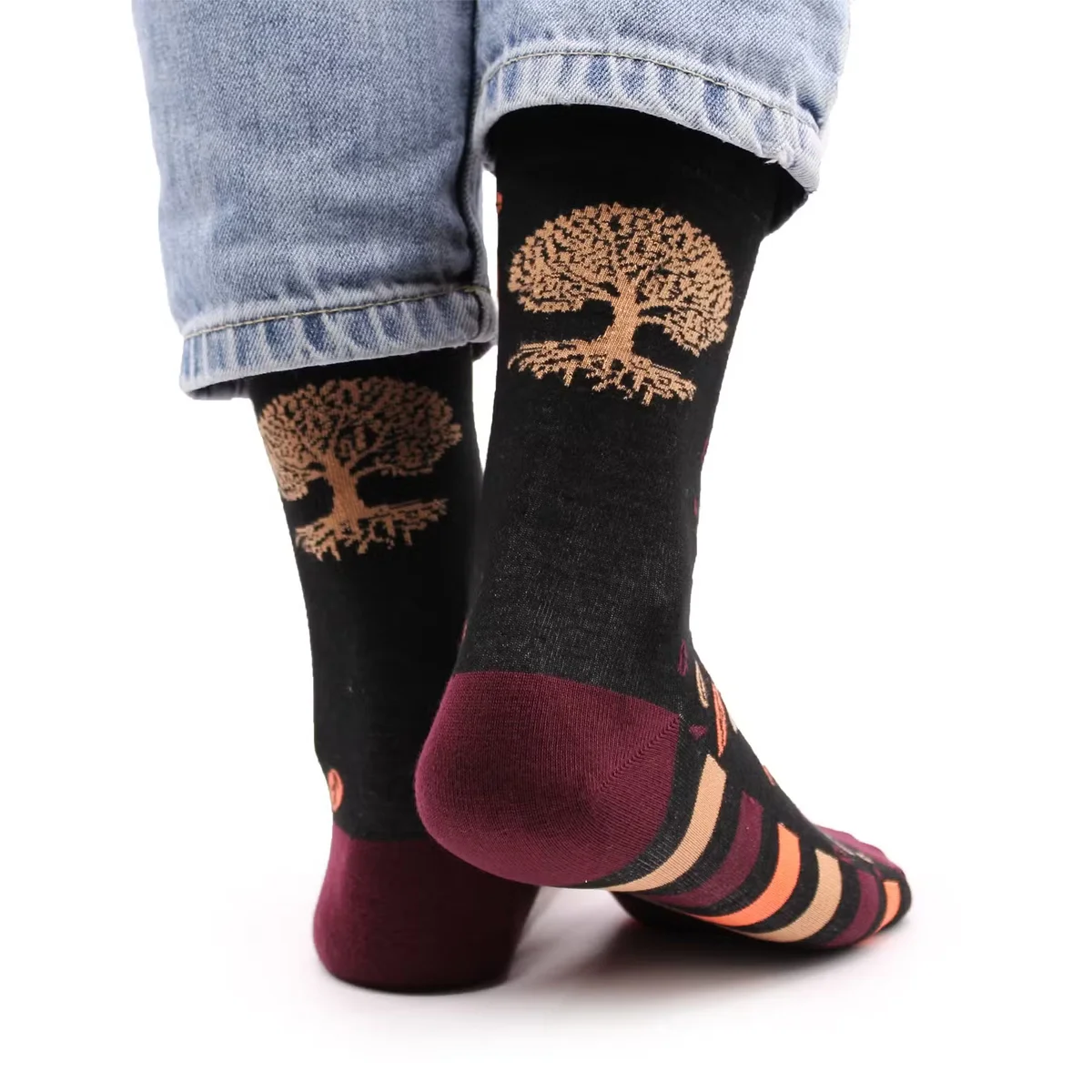 Pair of Hop Hare Tree of Life bamboo socks in S/M size, showcasing sustainable socks with intricate design