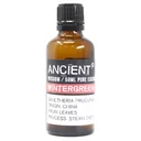 Bottle of Wintergreen aromatherapy oil 50ml with green label on a white background