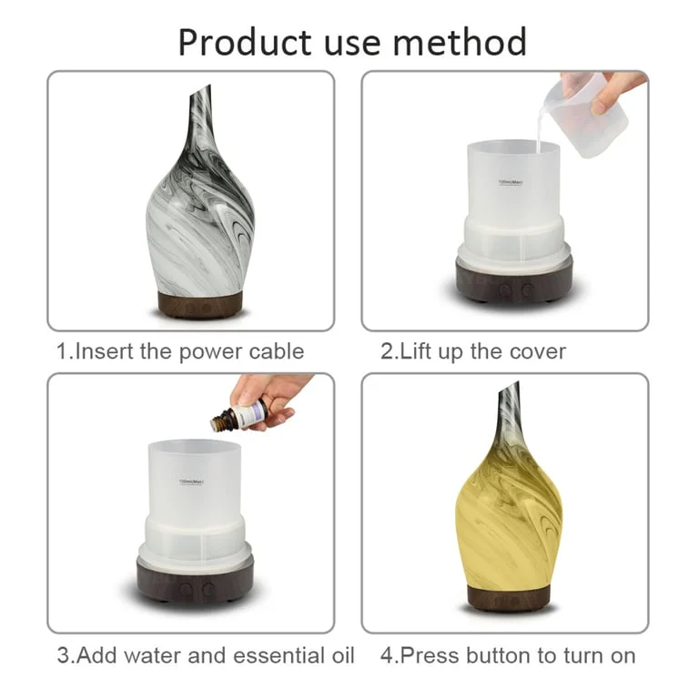 Grey aroma atomiser in glass, featuring abstract design and USB connection.