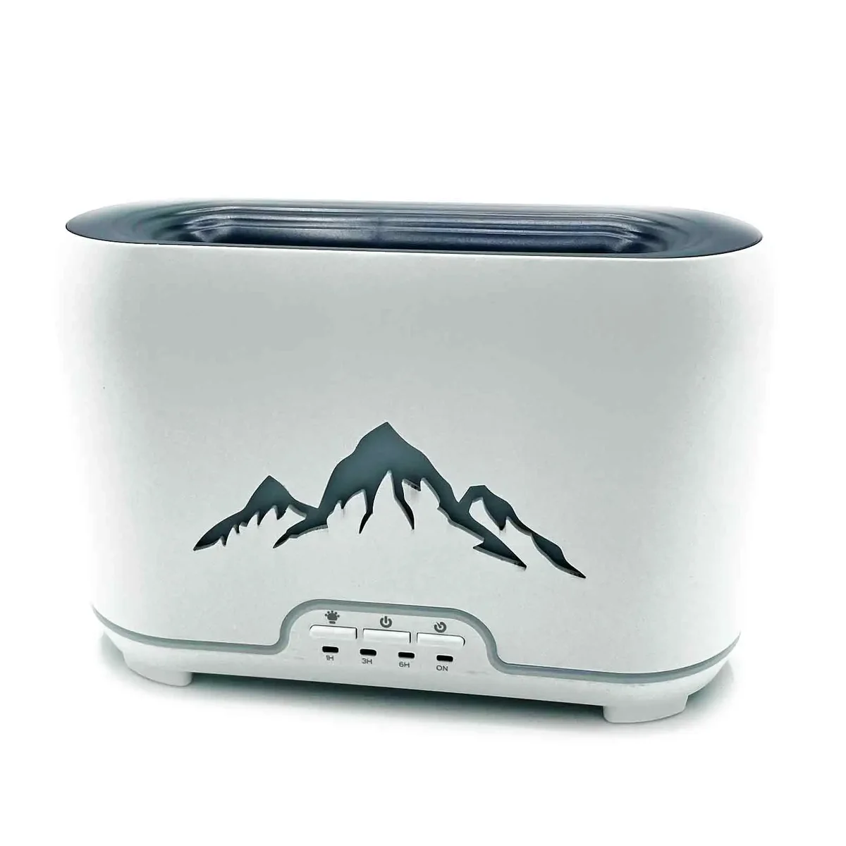 Himalayas USB-C aroma diffuser with flame effect and remote control on a plain background