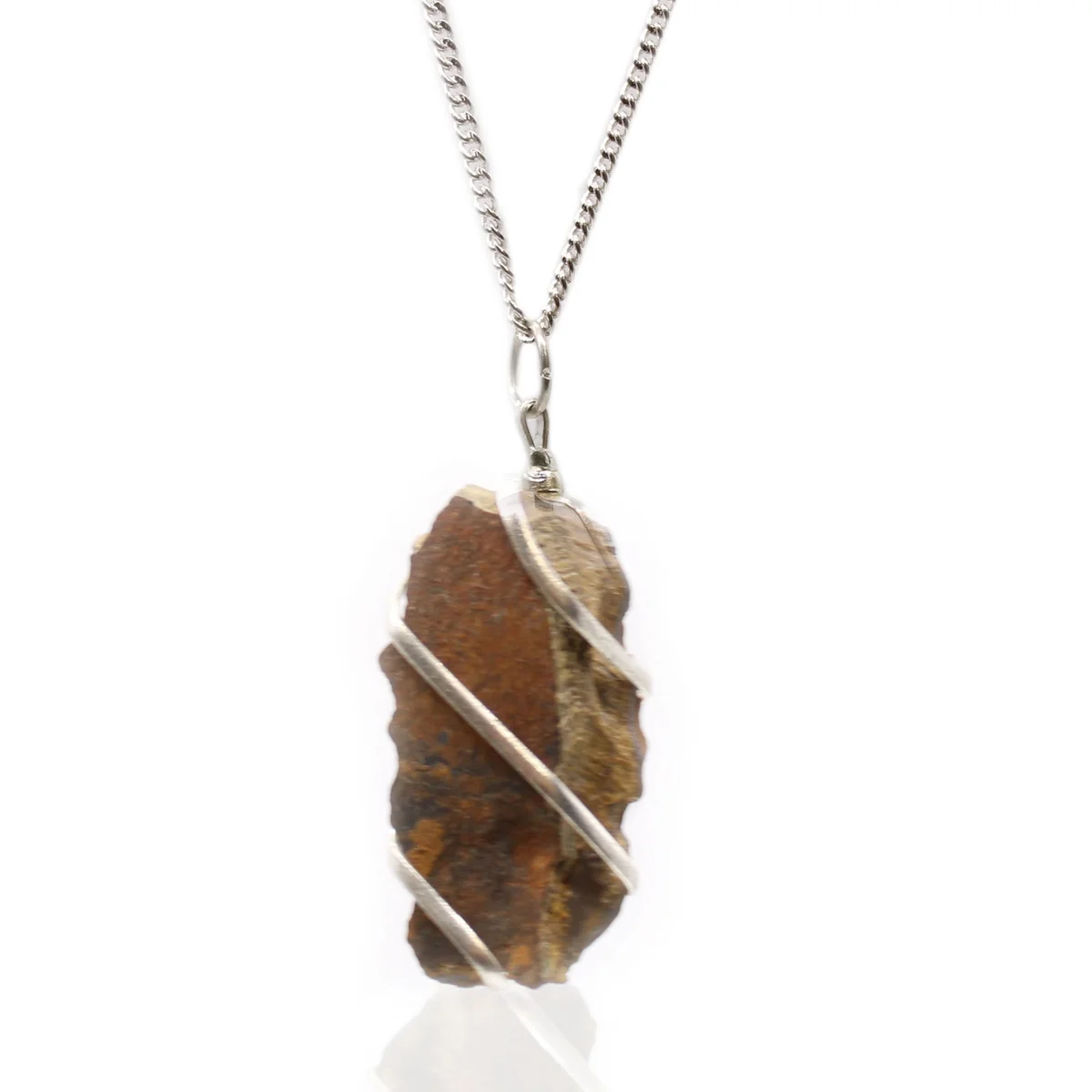 Cascade wrapped rough tiger eye gemstone necklace uk with natural brown and gold tones on a white background