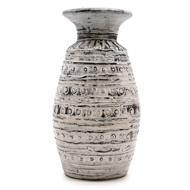 Cream classic shaped vase displayed on simple pedestal, sleek modern look.