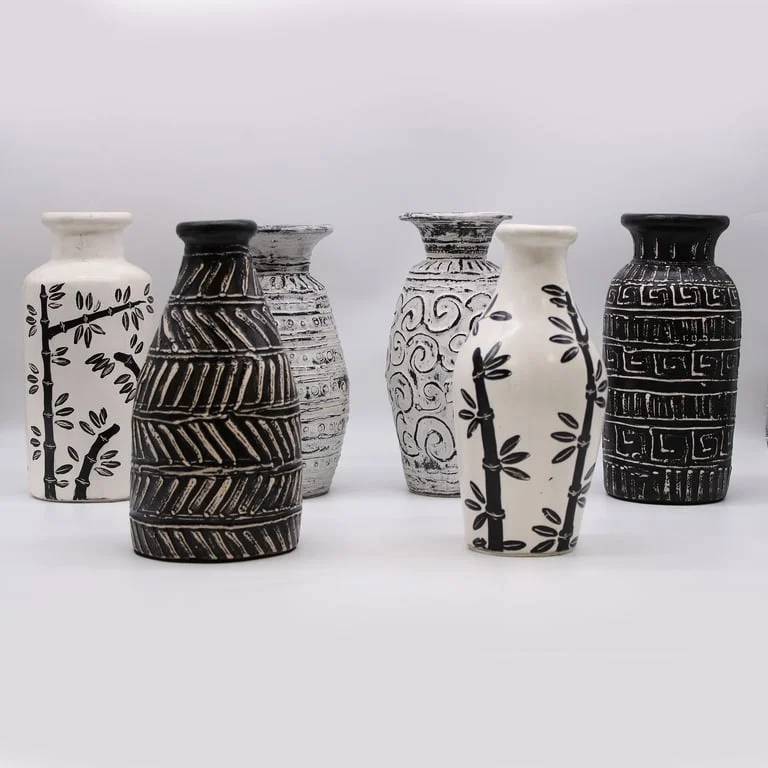 Decorative bamboo vase with natural bamboo motif shape, clear glazed finish, showcasing a bamboo‑inspired design.
