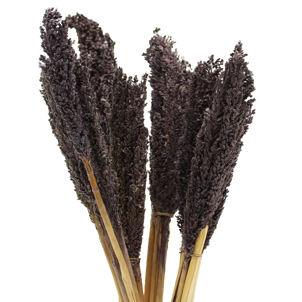 Black artificial grass bunch with slender blades arranged in a natural-looking cluster for decorative use