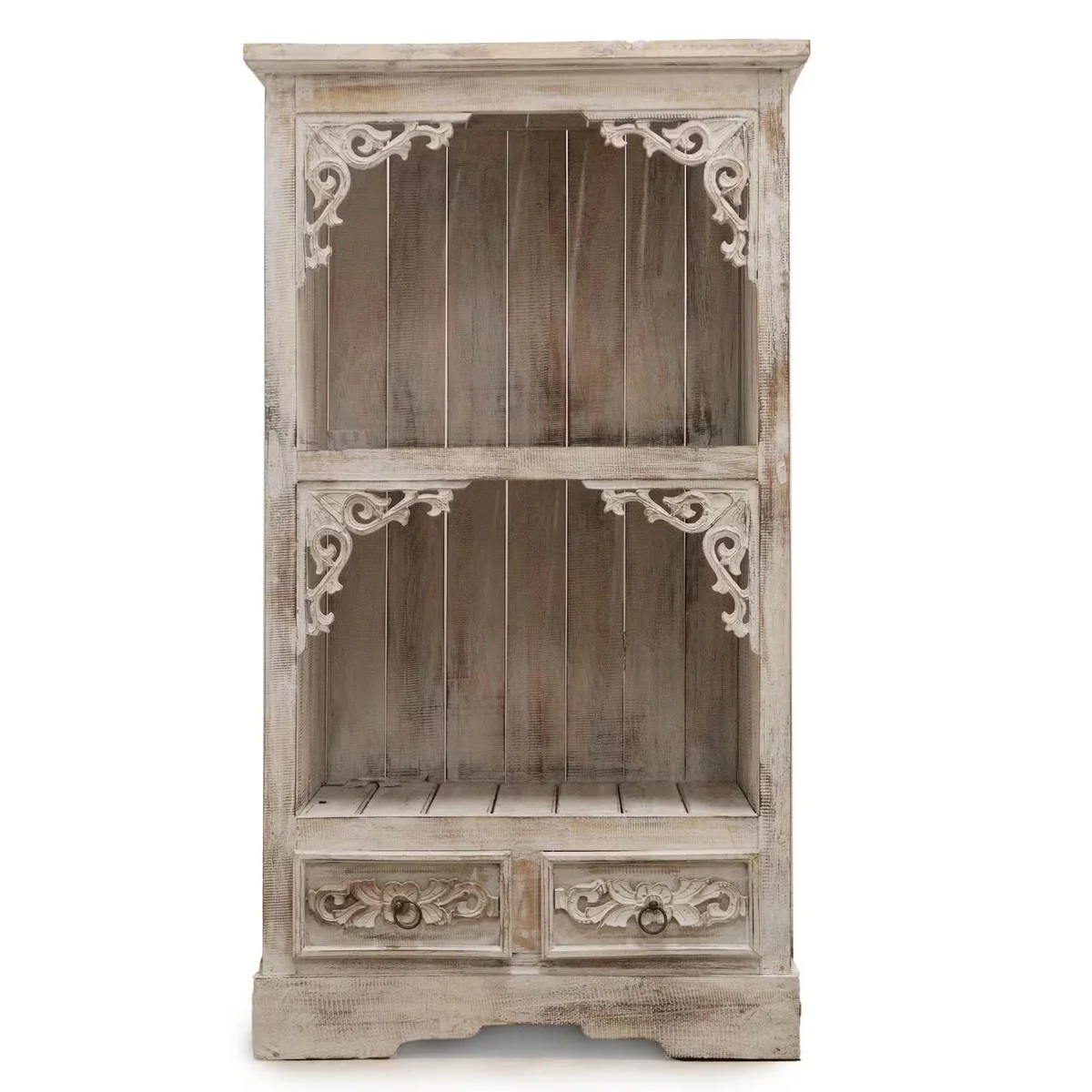 Whitewash bathroom wall cabinet with two doors and shelf, designed for bathroom storage and organization
