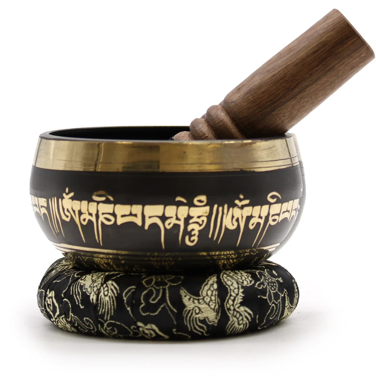 Lotus flower shaped meditation singing bowl set displayed in photo.