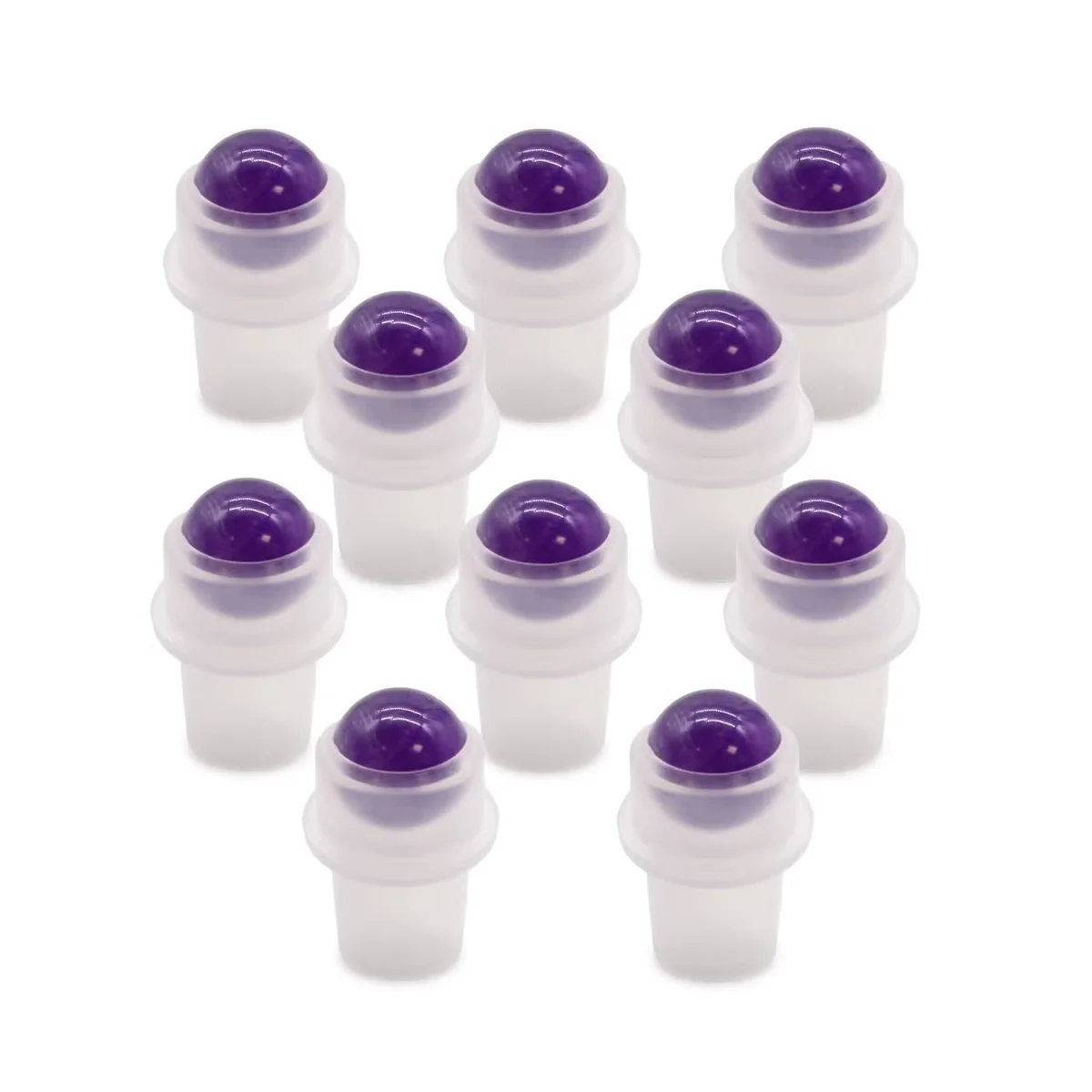 Amethyst roll on 5ml bottle featuring gemstone roller tip.