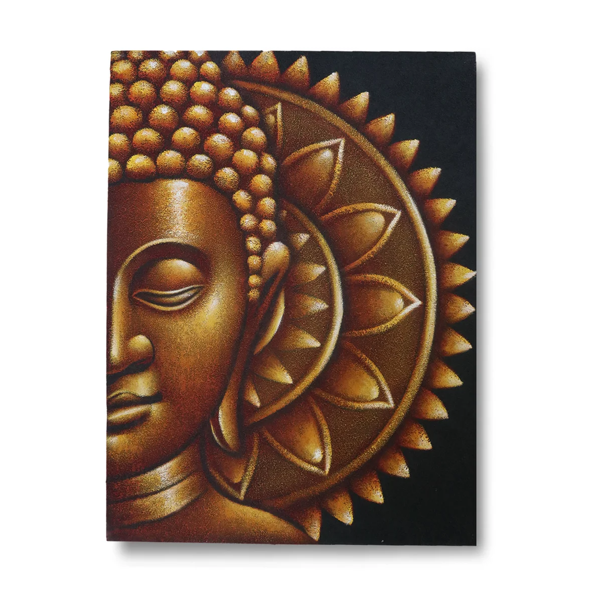 Gold Half Buddha Mandala artwork in gold wall decor style, measuring 60x80cm, with intricate design details