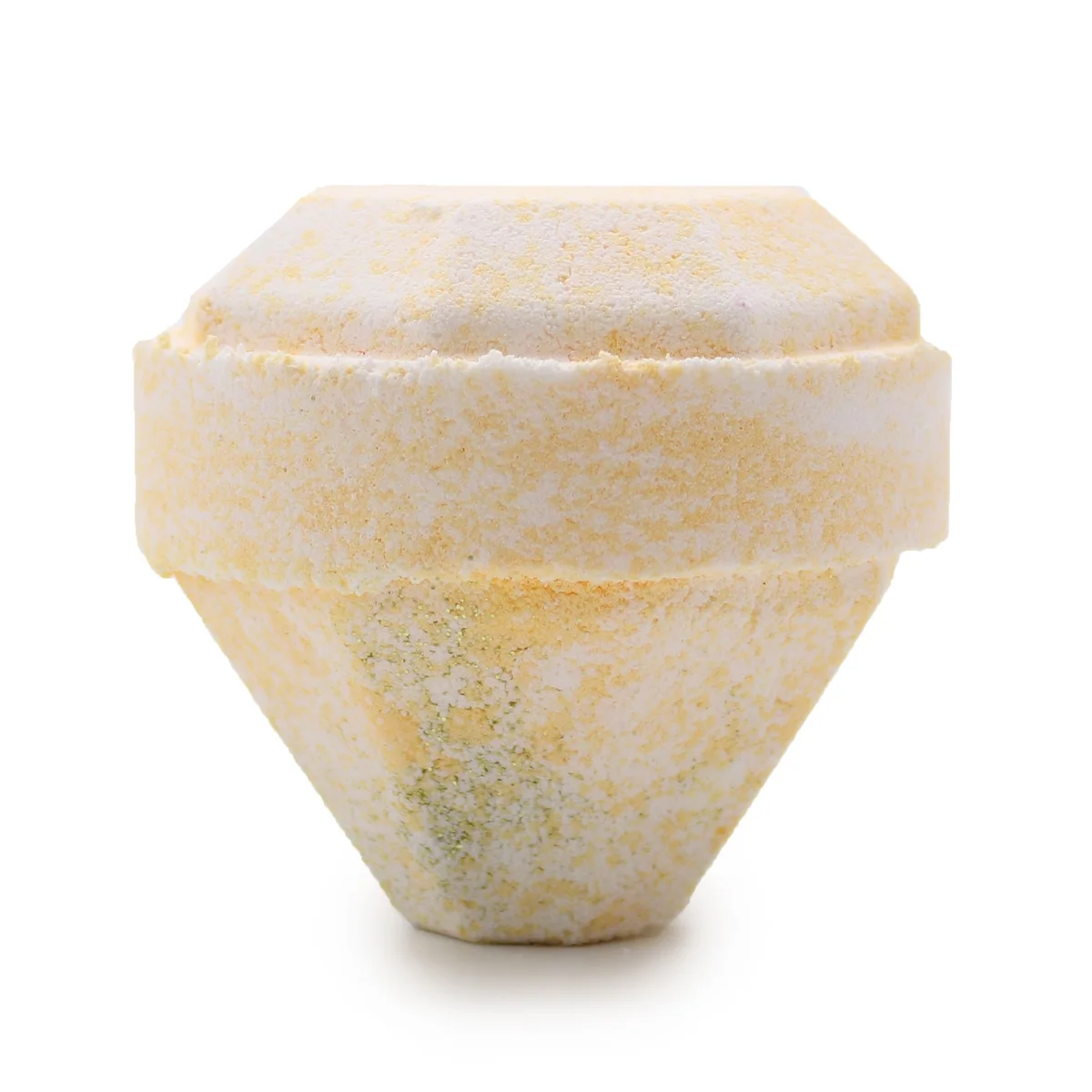 Gemstone bath bomb in pastel pink with crystal motif, arranged on white background – mistress fragrance bath bomb