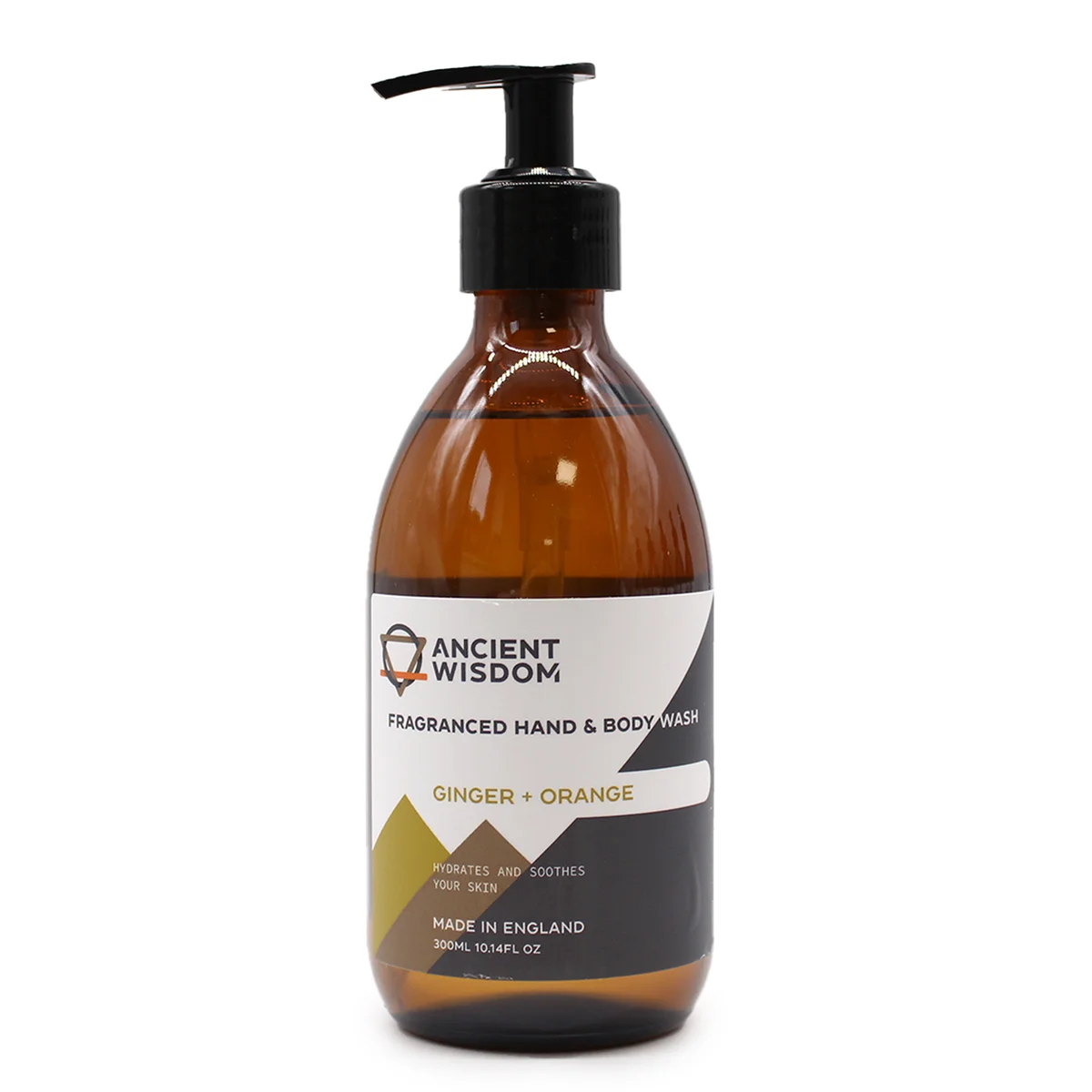 Bottle of Ginger & Orange Hand & Body Wash 300ml with orange and ginger design on label for refreshing cleansing experience