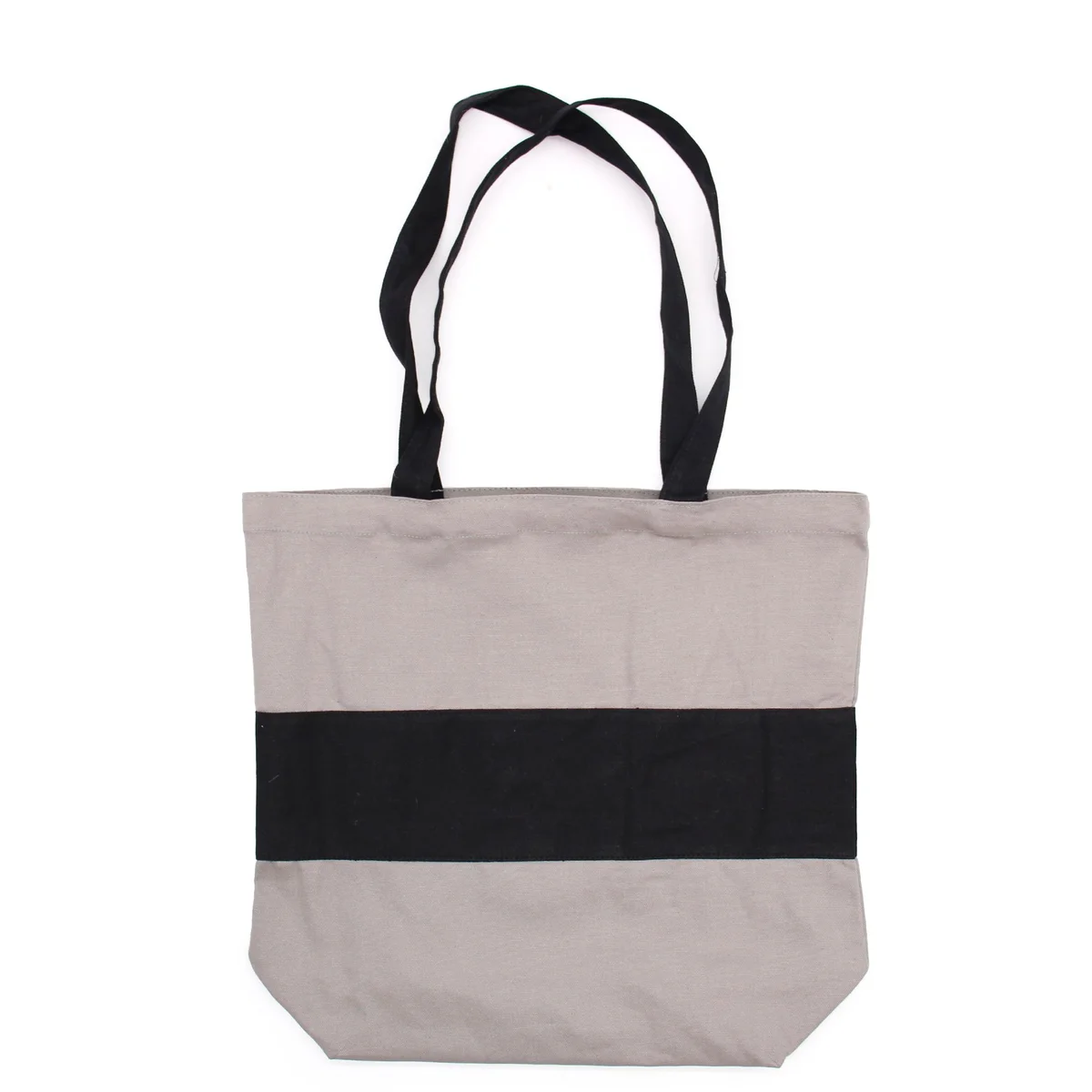 Grey and black two tone cotton bag with dimensions 38x42x12cm made from 10oz cotton fabric