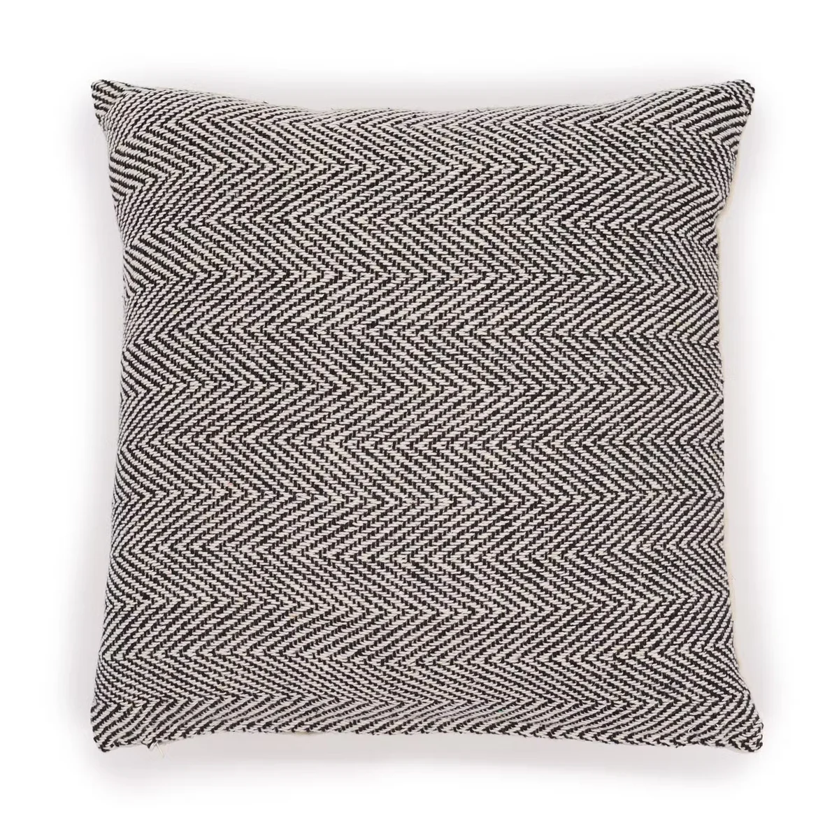 Grey herringbone pattern 40x40cm cushion cover with classic textured fabric on white background