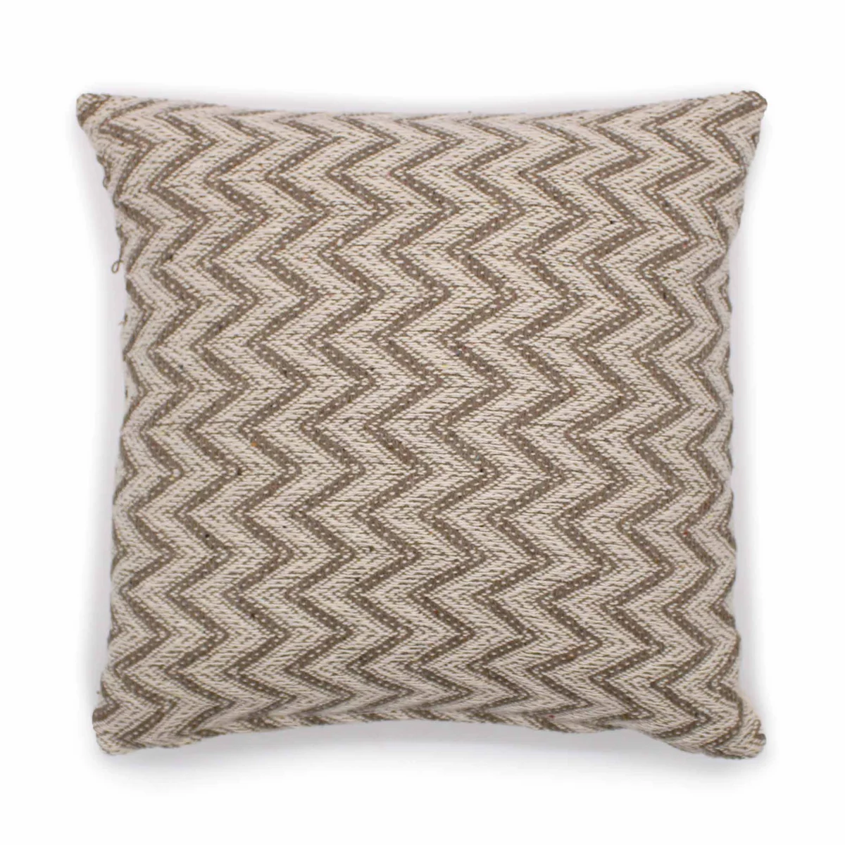 Grey herringbone cushion cover with wide pattern, square shape, 40x40cm size on a neutral background