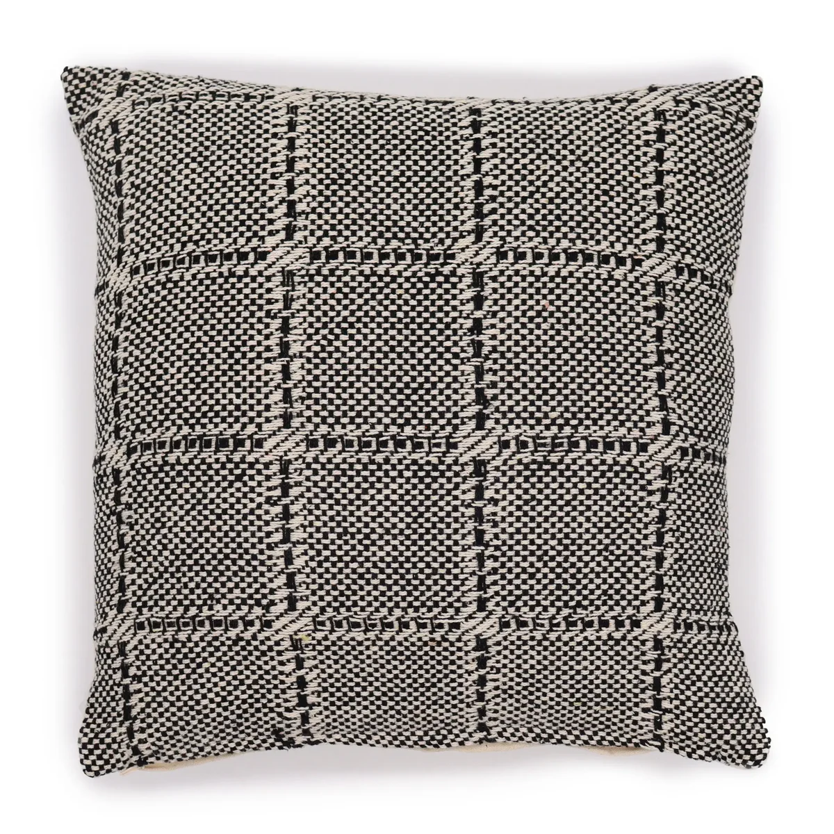 Grey cushion cover with classic square pattern, 40x40cm size, ideal for home decor and comfort