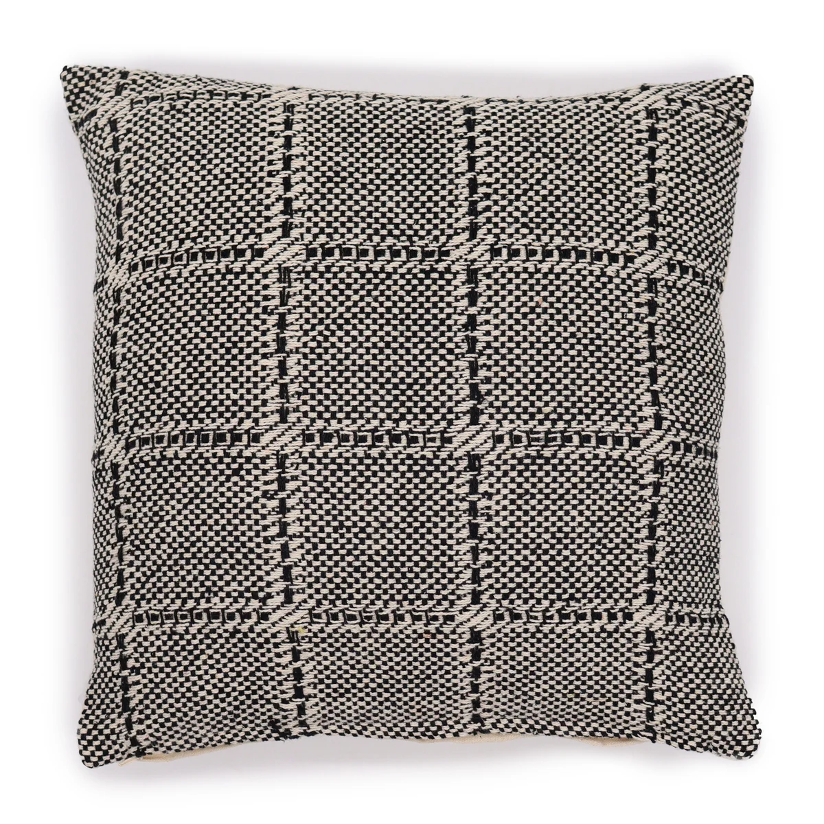 Grey square cushion cover with classic square pattern, measuring 40x40cm, suitable for home decor