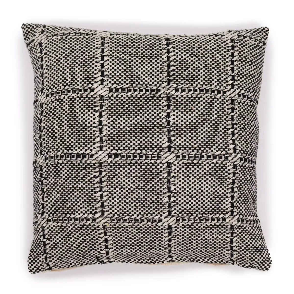 Grey cushion cover with square pattern, measuring 40x40cm, classic style for home decor